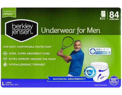 Underwear for Men, Large, 84 ct Berkley Jensen