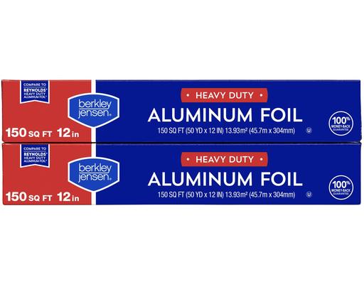 Heavy Duty Aluminum Foil, 12 Inch, 150 Square Feet (2-pk) Berkley Jensen