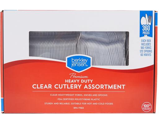 Premium Heavy Duty Clear Cutlery, Variety Pack, 360 ct Berkley Jensen