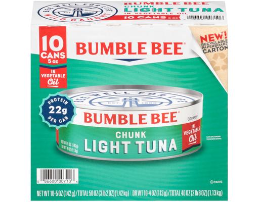 Chunk Light Tuna in Vegetable Oil, 5 oz (10-pk) Bumble Bee