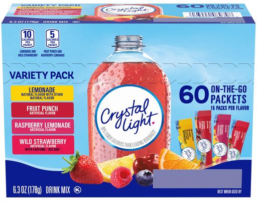 Drink Mix Packets, Variety Pack, 60 ct Crystal Light
