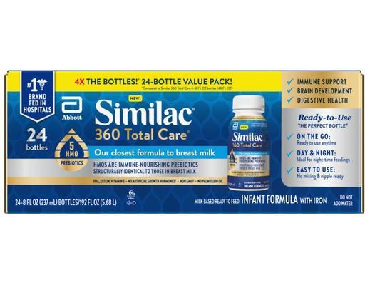 360 Total Care Ready to Feed Infant Formula with Iron, 8 fl oz (24-pk) Similac