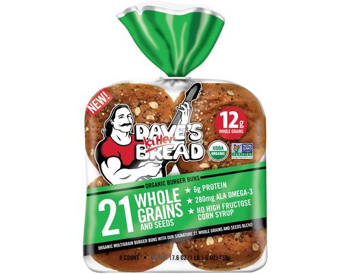 Organic 21 Whole Grain and Seeds Burger Buns, 8 ct Dave's Killer Bread