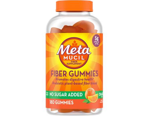 Fiber Supplement Gummies, Orange, 180 ct Metamucil