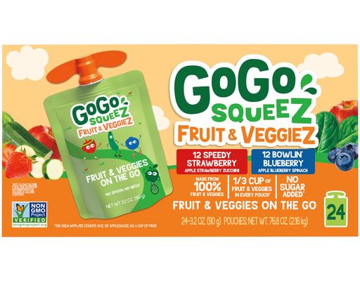 Fruit & Veggiez Pouches, Variety Pack, 3.2 oz (24-pk) GoGo Squeez
