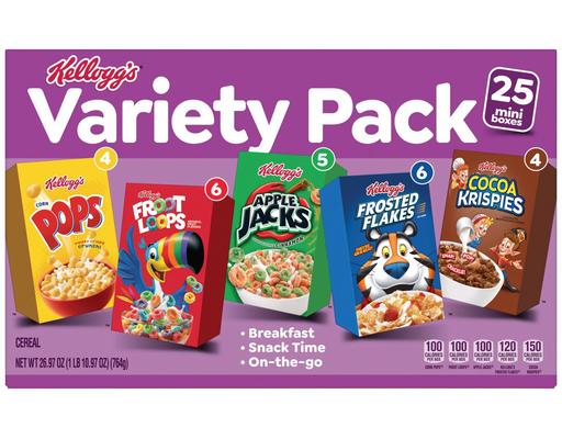 Mini Cereal Boxes, Variety Pack, 1.08 oz (25-pack) Kellogg's