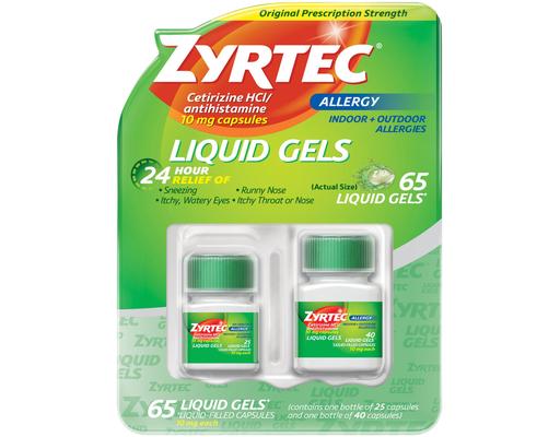 10mg Allergy Relief Liquid Gels, Variety Pack, 65 ct Zyrtec