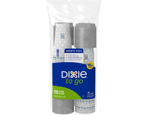to Go Insulated Paper Cups & Lids, 16 oz, 68 ct Dixie