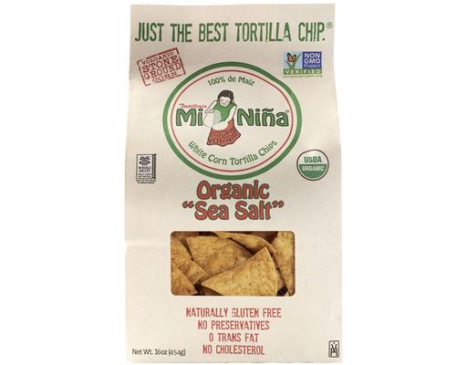Organic Tortilla Chips, White Corn Sea Salt, 16 oz Mi Nina
