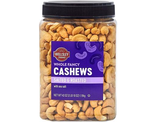 Salted & Roasted Whole Fancy Cashews, 42 oz Wellsley Farms