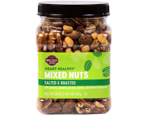 Heart Healthy Salted & Roasted Mixed Nuts, 20 oz Wellsley Farms