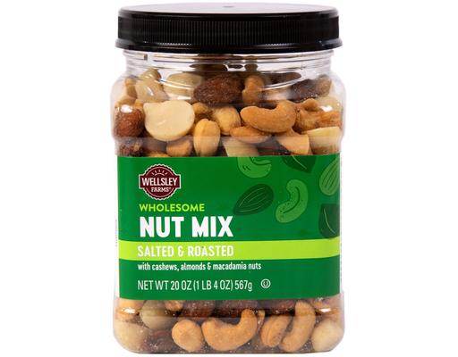 Wholesome Salted & Roasted Nut Mix, 20 oz Wellsley Farms
