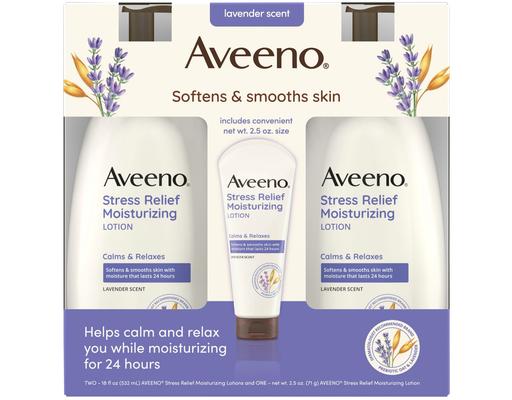 Stress Relief Moisturizing Lavender Body Lotion, Variety Pack, 38.5 oz Aveeno
