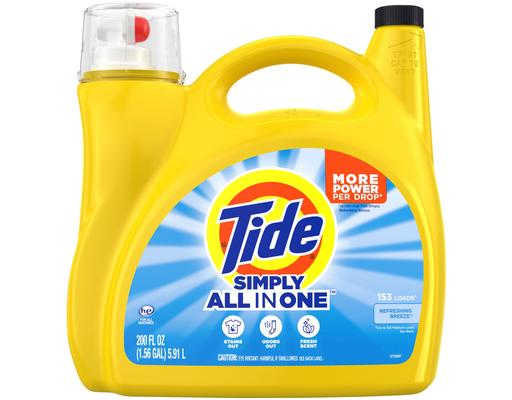 Simply All in One Liquid Laundry Detergent, Refreshing Breeze, 200 fl oz Tide