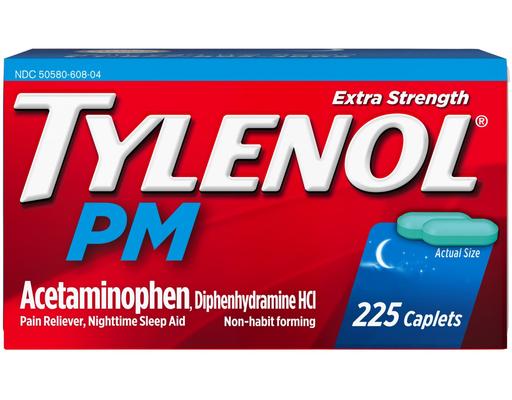 PM Extra Strength Pain Reliever Caplets, 225 ct Tylenol