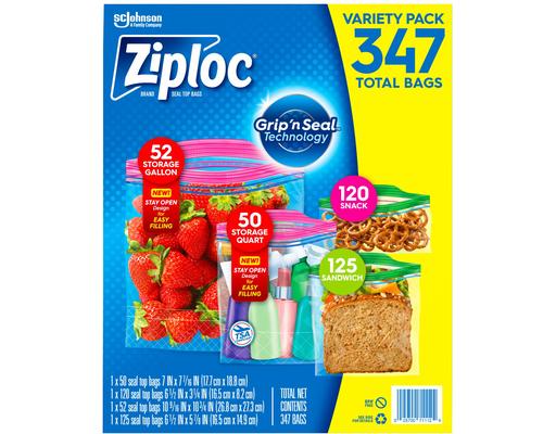 Seal Top Storage Bags, Variety Pack, 347 ct Ziploc