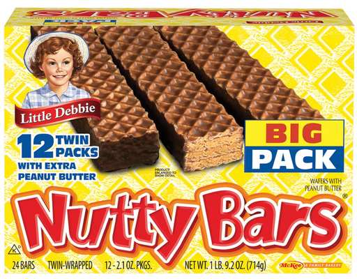 Nutty Bars with Extra Peanut Butter, 2 ct (12-pk) Little Debbie