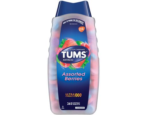 Ultra Strength Antacid Chewable Tablets, Assorted Berries, 265 ct Tums