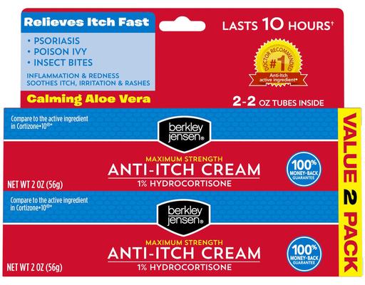 Maximum Strength 1% Hydrocortisone Anti-Itch Cream, 2 oz (2-pk) Berkley Jensen