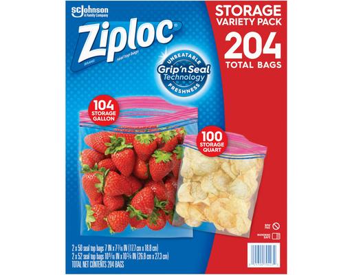 Seal Top Storage Bags, Variety Pack, 204 ct Ziploc