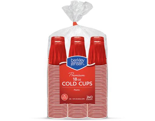 Premium Cold Cups, Red, 18 oz (240-ct) Berkley Jensen