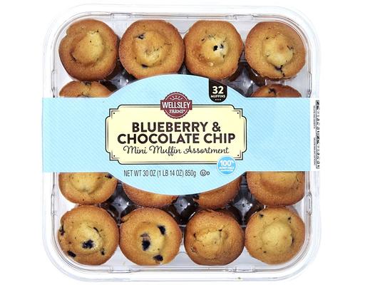 Mini Muffins, Blueberry & Chocolate Chip, 32 ct Wellsley Farms