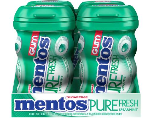 Pure Fresh Sugar Free Gum, Spearmint, 50 ct (4-pk) Mentos