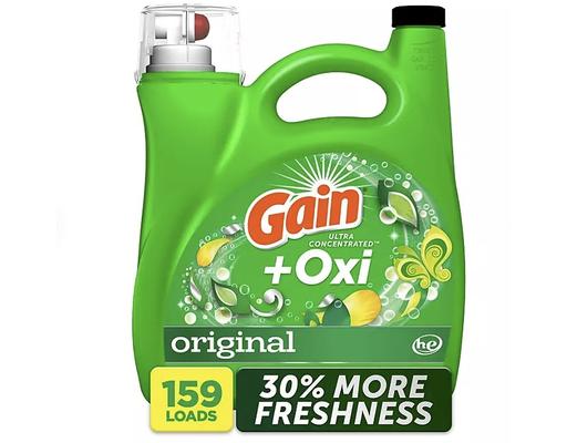 Gain+Oxi Liquid Laundry Detergent, Ultra Concentrated, HE Compatible, Original Scent, 170 fl oz Gain