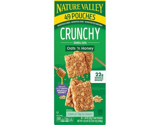 Crunchy Granola Bar, Oats 'n Honey, 1.49 oz (49-pk) Nature Valley