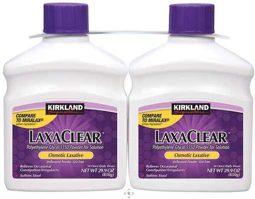 LaxaClear Powder Laxative, 29.9 oz (2-pk) Kirkland Signature