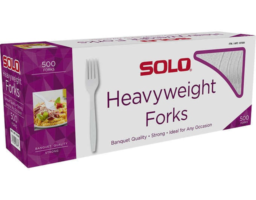 Solo Heavyweight Plastic Forks, White, 500 ct SOLO