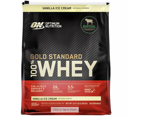 Gold Standard 100% Whey Protein Powder, Vanilla Ice Cream, 5.47 Pound Optimum Nutrition
