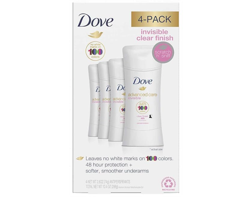 Advanced Care Invisible Deodorant, Clear Finish, 2.6 oz (4-pk) Dove