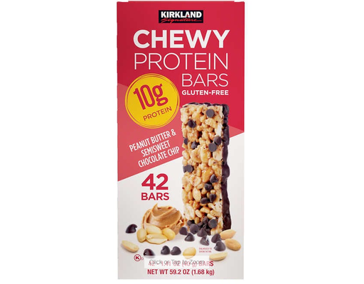 Chewy Protein Bars, Peanut Butter & Chocolate Chip, 1.41 oz (42-pk) Kirkland Signature