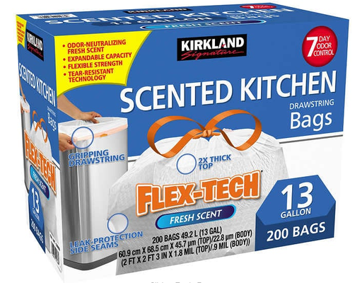 Flex-Tech 13 Gallon Garbage Bags, Fresh, 200 ct Kirkland Signature