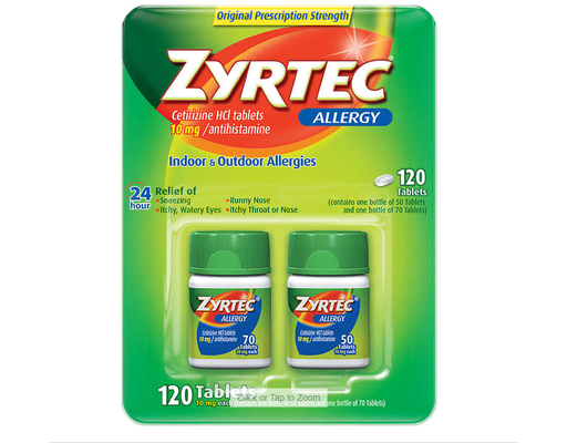 Allergy Cetirizine 10mg Tablets, 120 ct Zyrtec