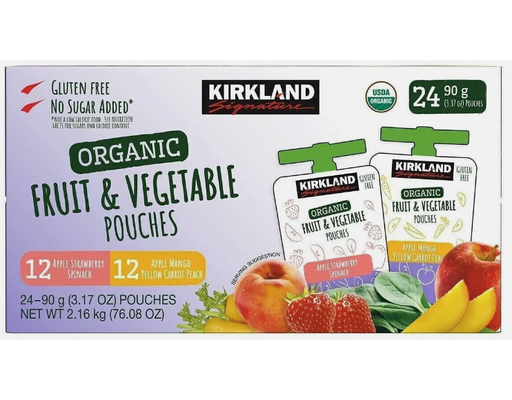 Organic Pouches, Fruit & Vegetable, 3.17 oz (24-pk) Kirkland Signature