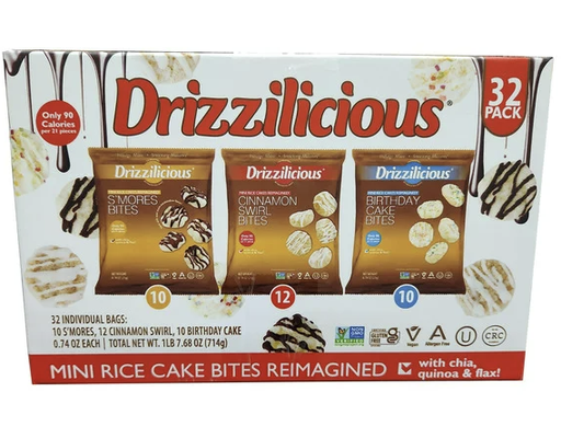 Mini Rice Cakes, Variety Pack, 0.74 oz (32-pk) Drizzilicious