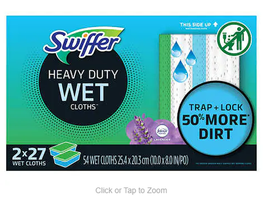 Sweeper Heavy Duty Wet Cloths, Lavender, 54 ct Swiffer