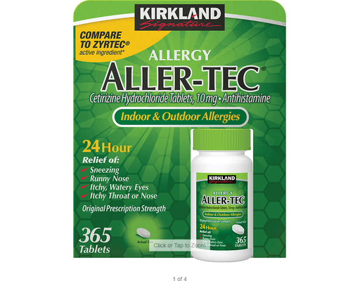 Aller-Tec Cetirizine 10mg Tablets, 365 ct Kirkland Signature