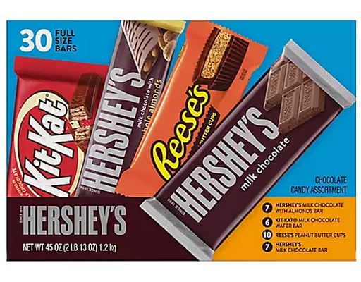 Chocolate Bar Assortment, Variety Pack, 30 ct Hershey