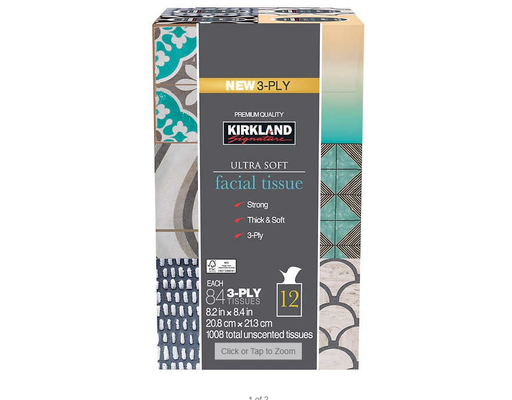 3-Ply Facial Tissues, 84 ct (12-pk) Kirkland Signature