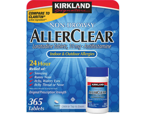 Non-Drowsy AllerClear Antihistamine 10mg Tablets, 365 ct Kirkland Signature