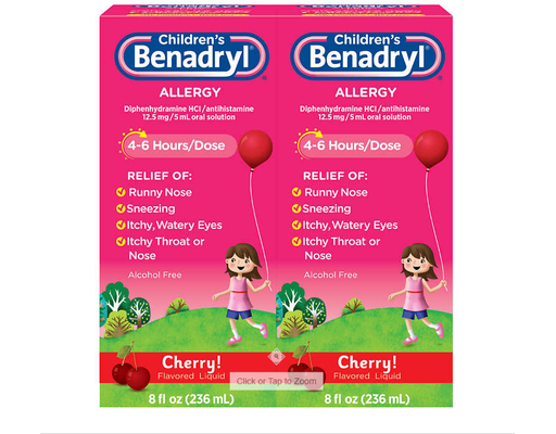 Benadry Children's Allergy Liquid, Cherry, 8 fl oz Benadryl