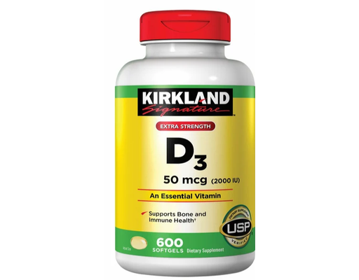 Extra Strength Vitamin D3 50mcg Softgels, 600 ct Kirkland Signature