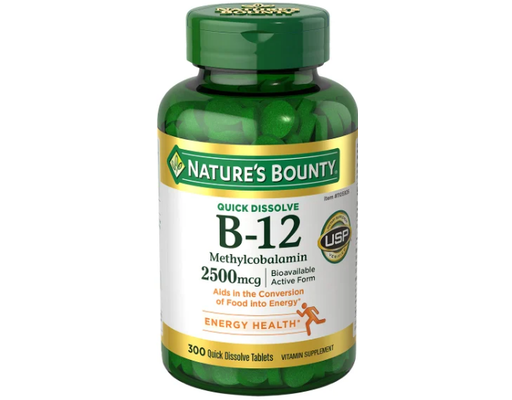Quick Dissolve Vitamin B-12 2500mcg Tablets, 300 ct Natures Bounty