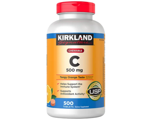Vitamin C 500mg Chewable Tablets, Tangy Orange, 500 ct Kirkland Signature