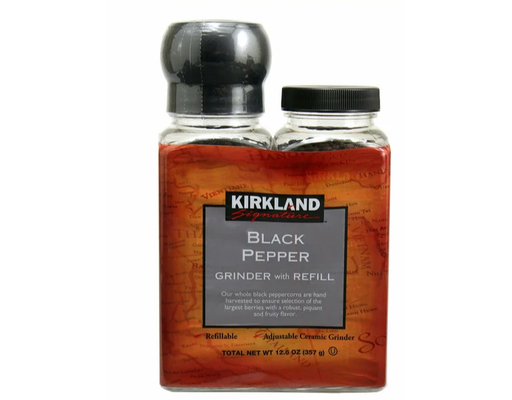 Black Pepper with Adjustable Grinder, 6.3 oz (2-pk) Kirkland Signature