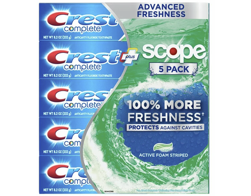 Complete+ Scope Advanced Active Foam Toothpaste, 8.2  oz (5-pk) Crest