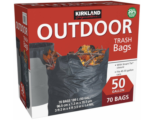 Outdoor 50 Gallon Trash Bags, 70 ct Kirkland Signature